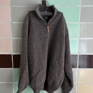 Men's Ivanhoe 💯 percent Wool Knitted Brown Sweater with Half-Zip